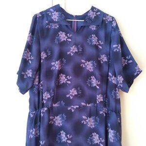 Amish Mennonite Cape Dress 49" Bust 39-42" Waist Purple Floral Plus Size